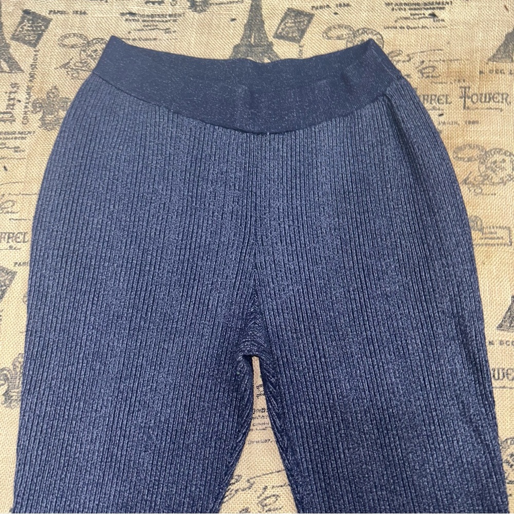 Anthropologie Pilcro Indigo Blue Sweater Ribbed Flare Sweatpants Size L - Picture 5 of 16